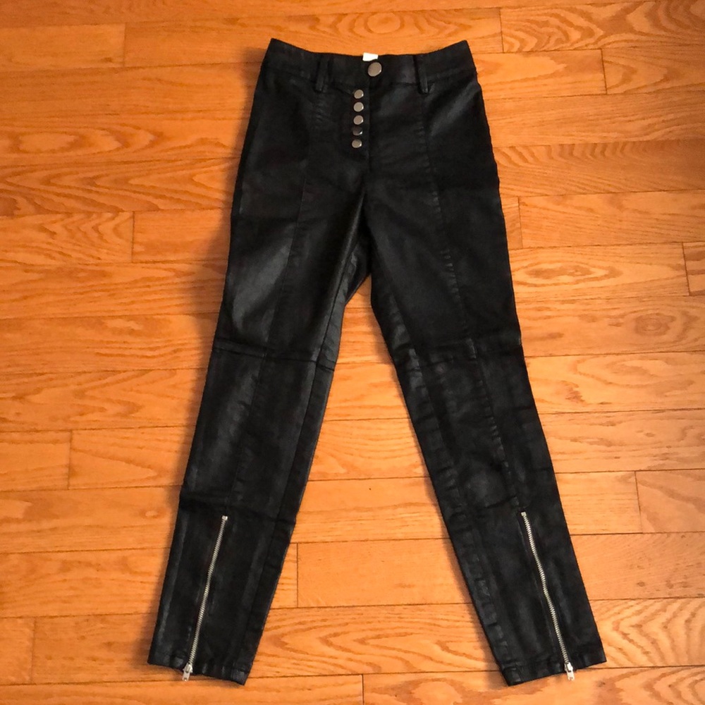 H&M BUTTON UP FLY FRONT ANKLE ZIPPER SKINNY PANTS